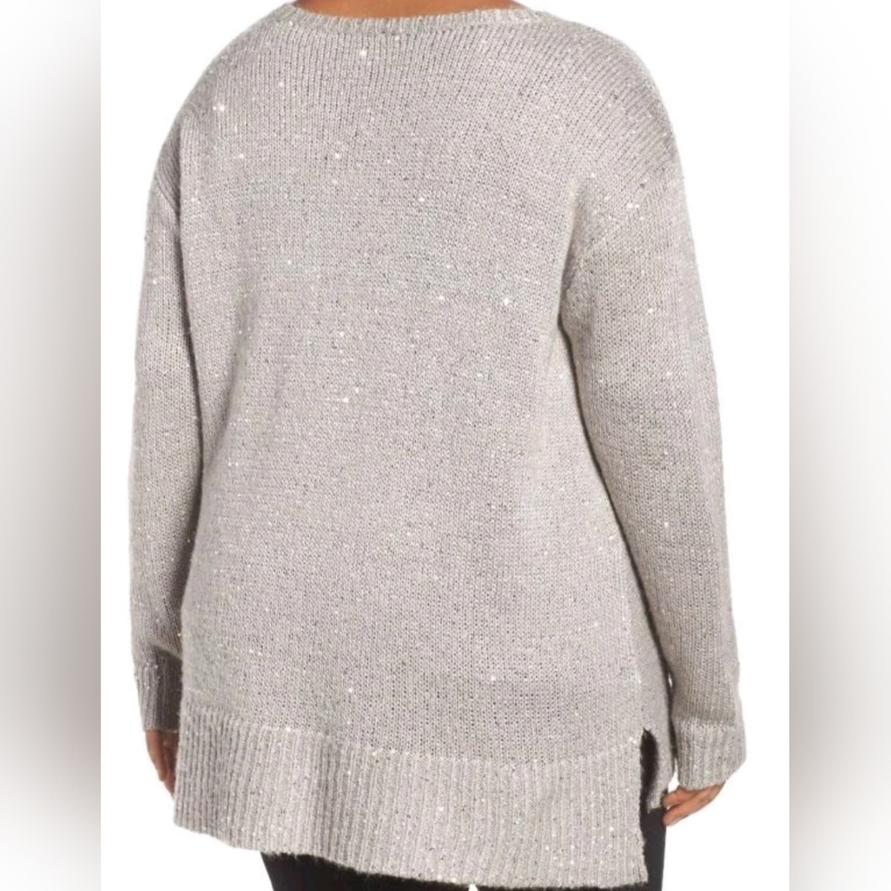 NYDJ Sparkly Cozy Knit Silver Gray Elegant Sweater - Size L - Picture 2 of 15